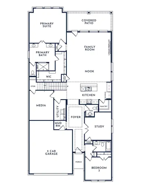 2D floor plan layout of this home in Parkmont – Timberbrook, Justin, TX (Image 3).