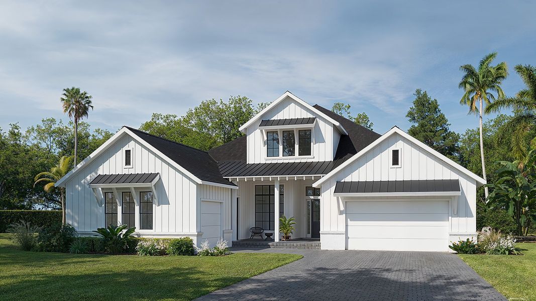Representative exterior photo of a completed home built from the 3741F by Perry Homes in Southern Hills 80', Brooksville, FL (Image 2).