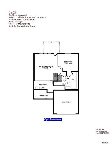 2D floor plan layout of this home in Tuscany Hills, Douglasville, GA (Image 2).
