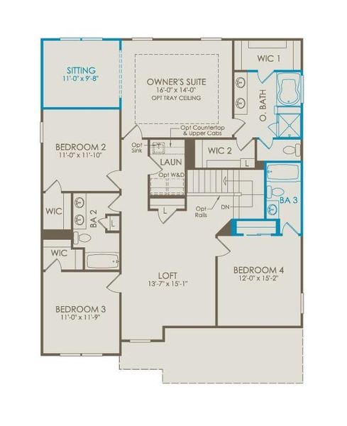 2D floor plan layout of this home in Reunion, Hoschton, GA (Image 6).