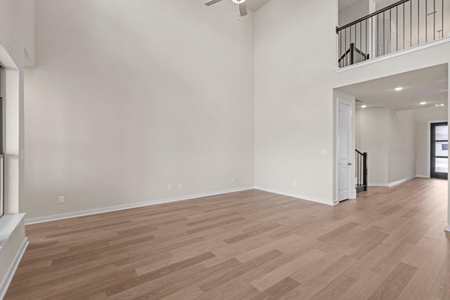Family Room with soaring ceiling