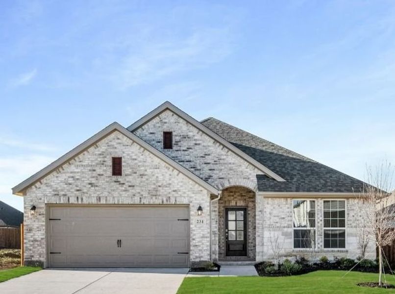Representative exterior photo of a completed home built from the San Jacinto by UnionMain Homes in Brookville Estates, Forney, TX (Image 1).