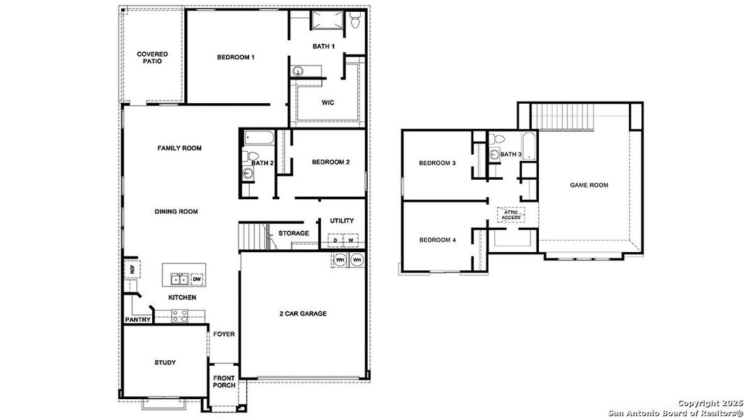 2D floor plan layout of this home in Brookstone Creek, San Antonio, TX (Image 2).