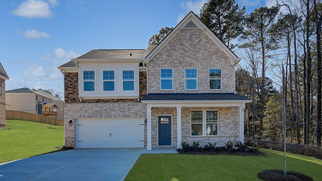 Representative exterior photo of a completed home built from the Wagener by DRB Homes in Burchwood, Stockbridge, GA (Image 22).