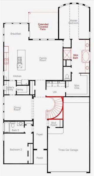 2D floor plan layout of this home in Two Step Farm, Montgomery, TX (Image 4).