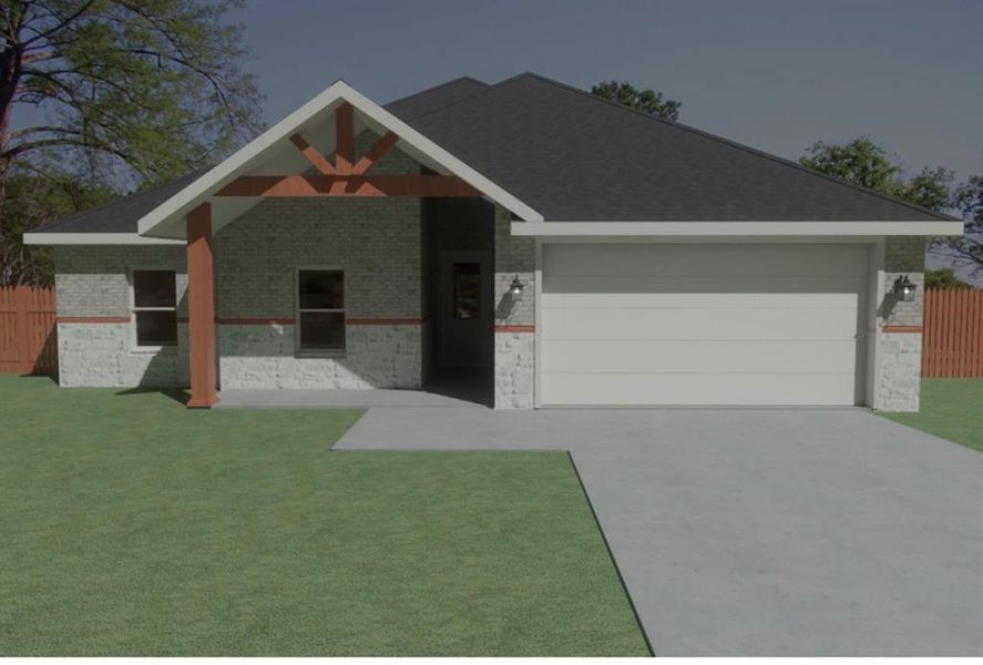 Front exterior of a new home in , Abilene, TX, highlighting curb appeal (Image 1). Front exterior of a new home in , Abilene, TX, highlighting curb appeal (Image 1).