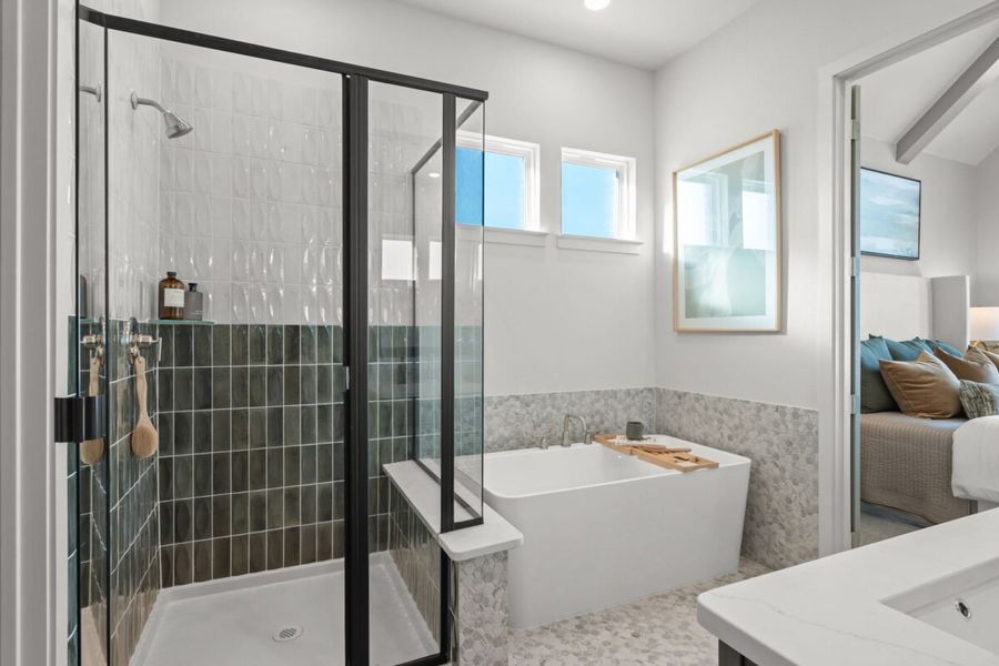 Representative furnished interior of a home built from the Calero by Landon Homes in Fields - East Village, Frisco (Image 17). Representative furnished interior of a home built from the Calero by Landon Homes in Fields - East Village, Frisco (Image 17).