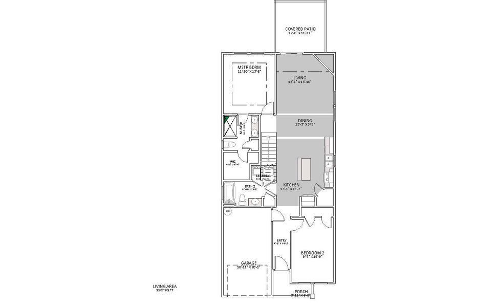 2D floor plan layout for the Quincy by Enchanted Homes in Hampshire Heights, Moore, SC (Image 3).