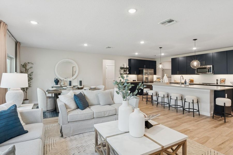 Kitchen, Great Room & Dining Area