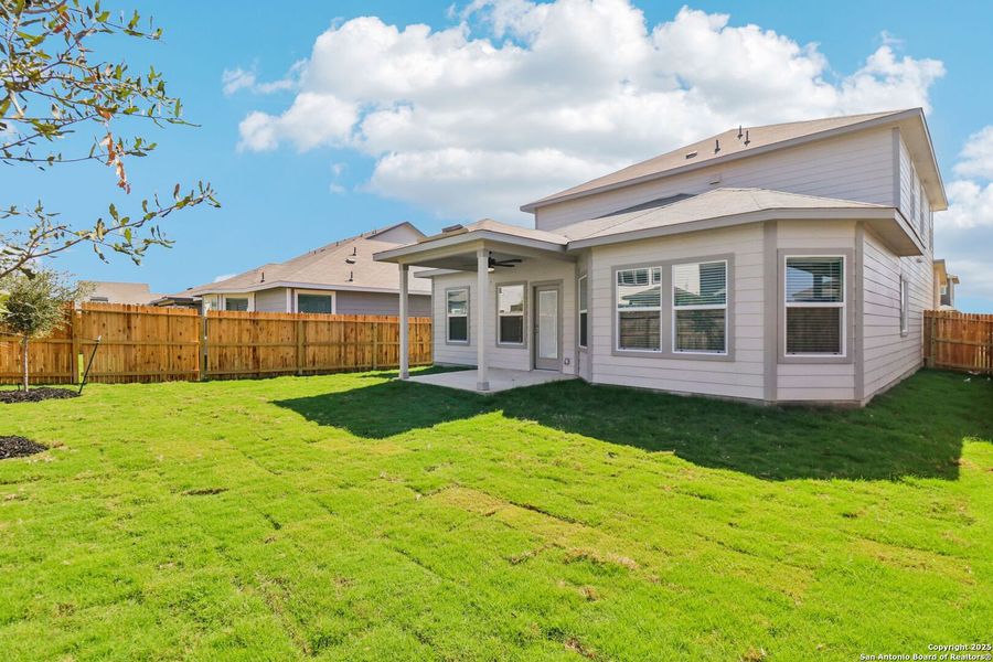 Exterior details and patio area of a home in Estancia Ranch - Premier Series, San Antonio (Image 23). Exterior details and patio area of a home in Estancia Ranch - Premier Series, San Antonio (Image 23).
