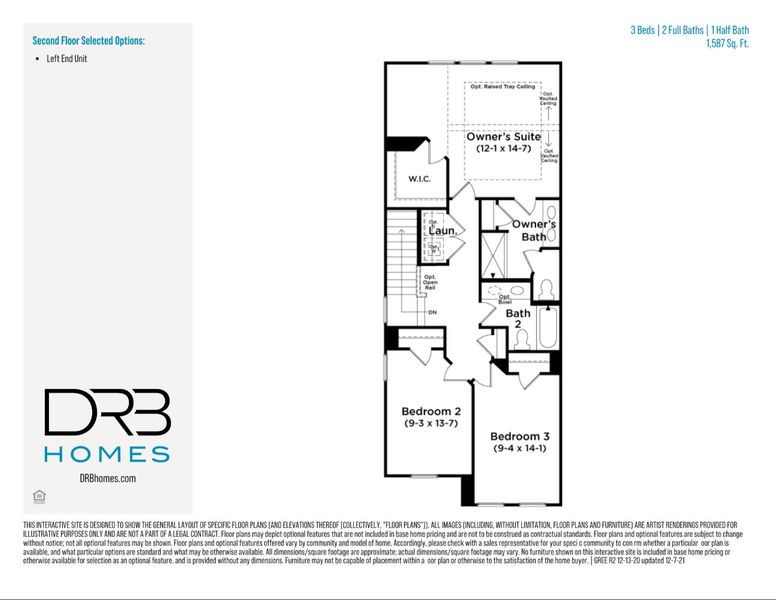 2D floor plan layout of this home in Barton Hollow Townhomes, Fountain Inn, SC (Image 6).