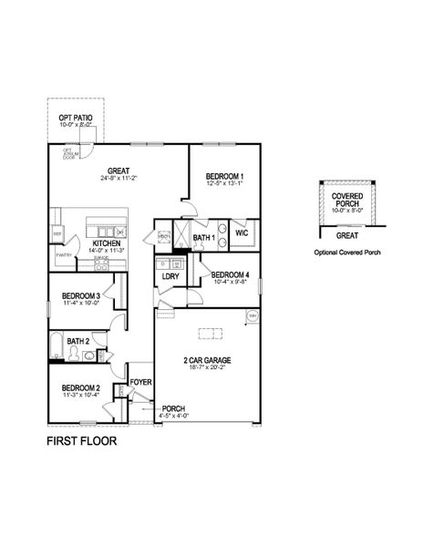 2D floor plan layout for the Freeport by D.R. Horton in Hamptons at Riverwood North, Dallas, GA (Image 5).