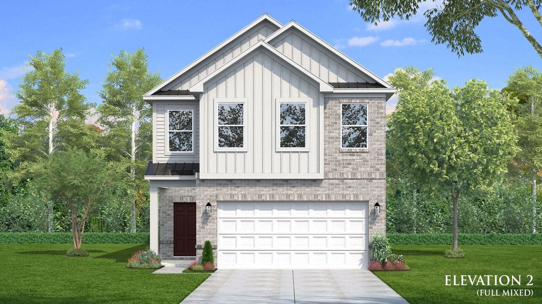 Representative exterior photo of a completed home built from the Juniper by DRB Homes in Sidney Creek Single Family, Zebulon, NC (Image 5). Representative exterior photo of a completed home built from the Juniper by DRB Homes in Sidney Creek Single Family, Zebulon, NC (Image 5).