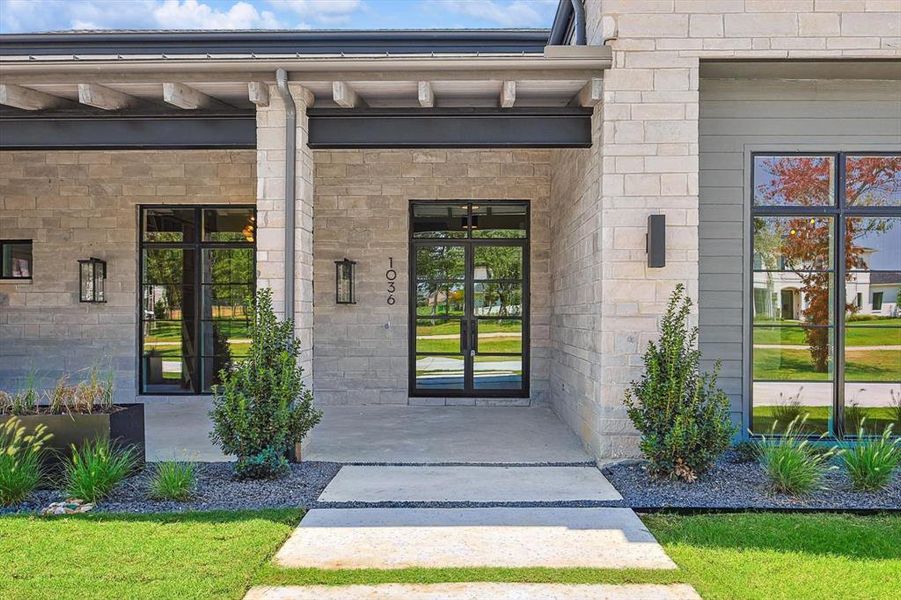 Property entrance with french doors