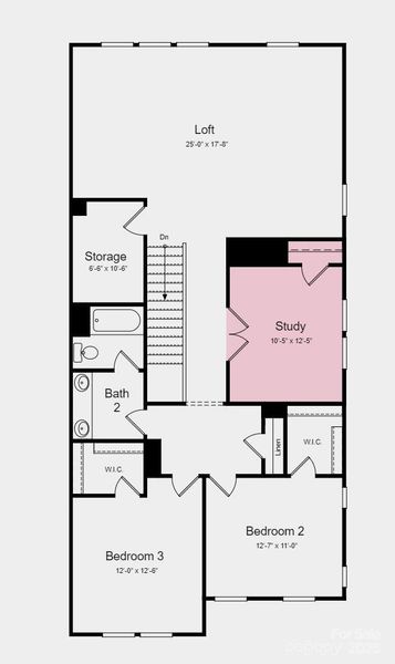 Second Floor Plan - Structural options added include: gourmet kitchen, extended primary shower, study