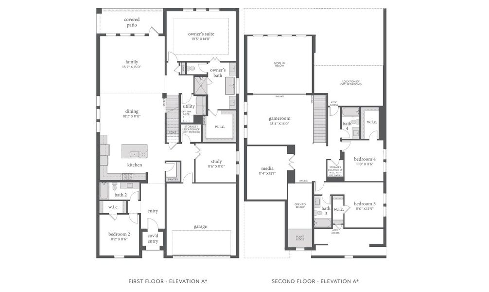 2D floor plan layout for the Toulouse II by Normandy Homes in Painted Tree - Woodland West, McKinney, TX (Image 3). 2D floor plan layout for the Toulouse II by Normandy Homes in Painted Tree - Woodland West, McKinney, TX (Image 3).