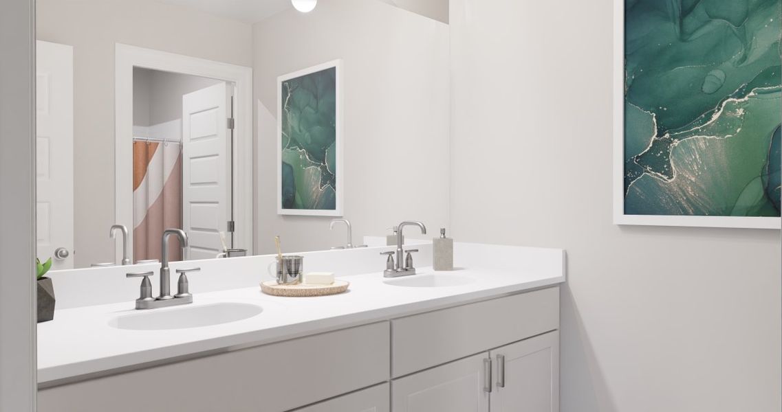 Virtually staged rendering - features may vary. Second Floor Full Bath