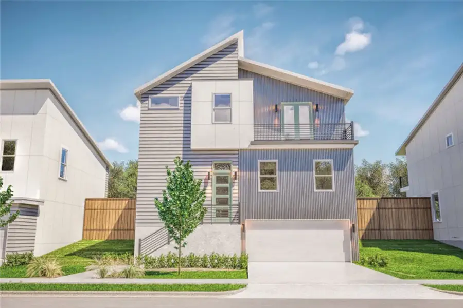 Front exterior of a new home in Agave, Austin, TX, highlighting curb appeal (Image 1).