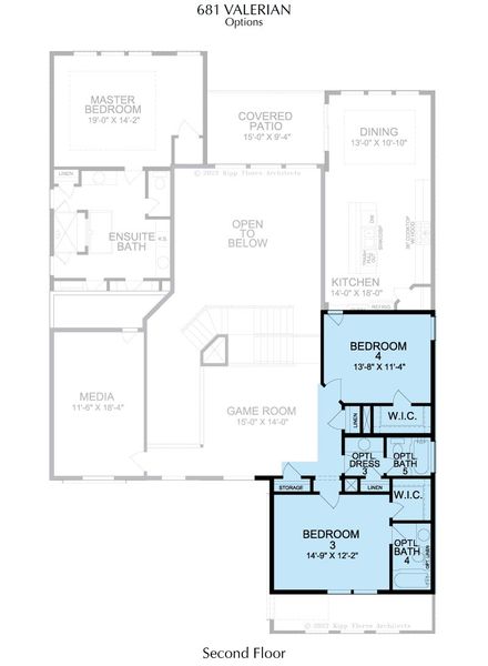 2D floor plan layout for the Valerian by Landon Homes in Estate 64s, Frisco, TX (Image 21).