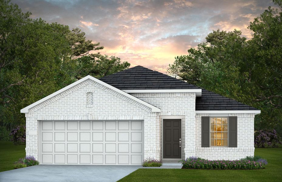 Front exterior of a new home in River Ranch, Dayton, TX, highlighting curb appeal (Image 21). Front exterior of a new home in River Ranch, Dayton, TX, highlighting curb appeal (Image 21).