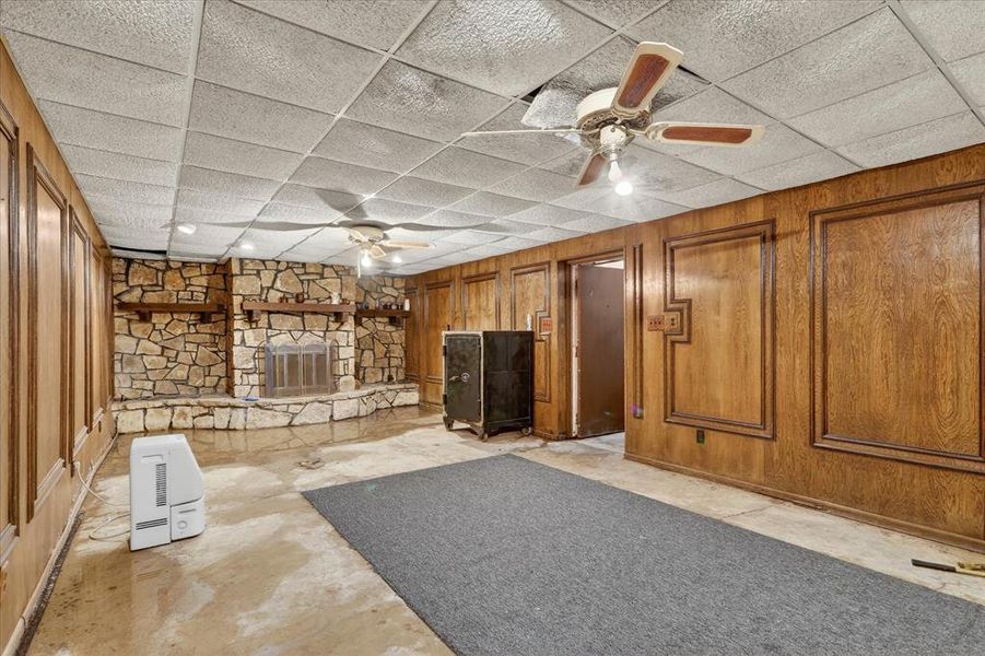 Living room in basement