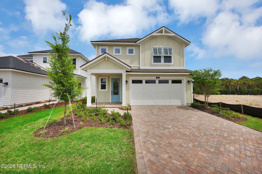 Front exterior of a new home in Seabrook Village at Seabrook, Ponte Vedra, FL, highlighting curb appeal (Image 2). Front exterior of a new home in Seabrook Village at Seabrook, Ponte Vedra, FL, highlighting curb appeal (Image 2).