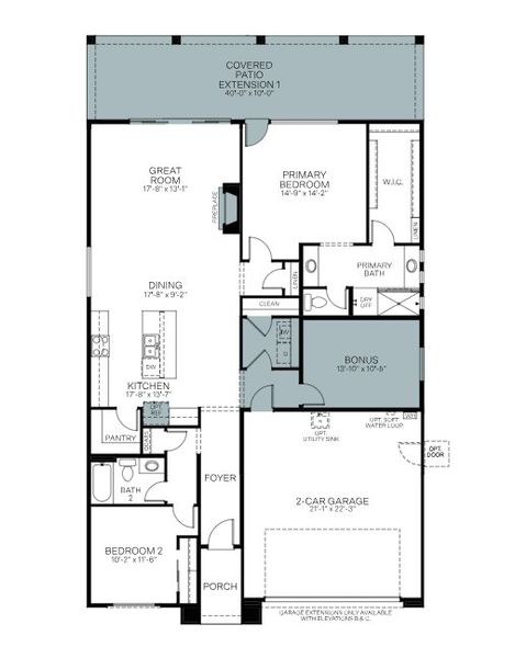 2D floor plan layout of this home in Horizon at The Dells, Prescott, AZ (Image 3).