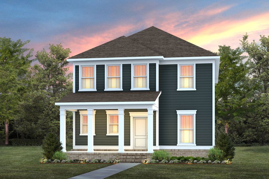 Front exterior of a new home in Saunders Farm, Willow Spring, NC, highlighting curb appeal (Image 1). Front exterior of a new home in Saunders Farm, Willow Spring, NC, highlighting curb appeal (Image 1).