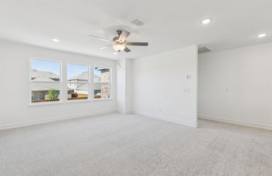 Large game room with large windows