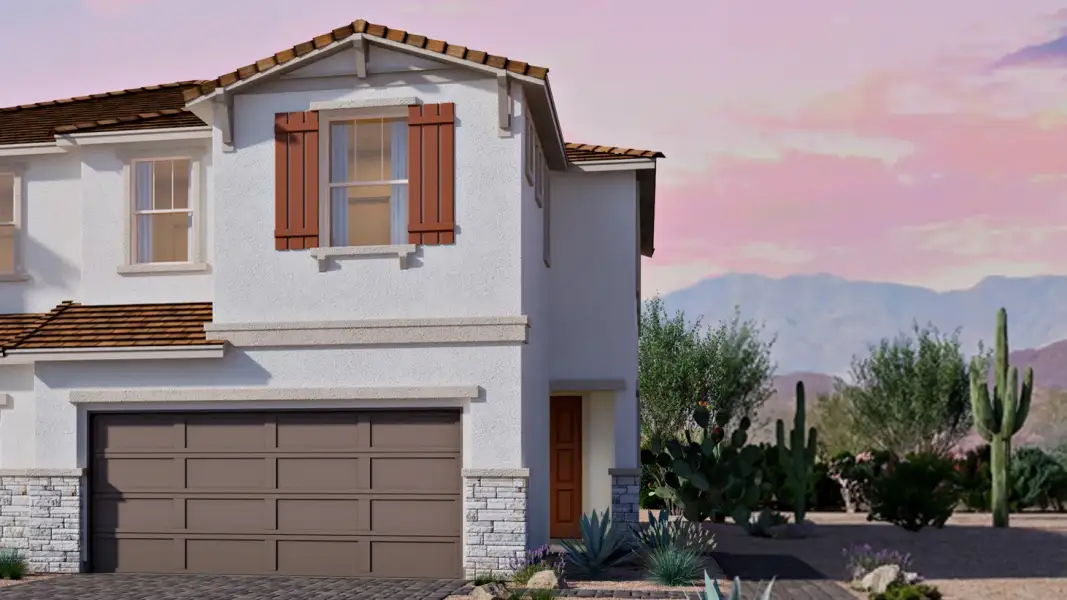 Representative exterior photo of a completed home built from the Little Rock by D.R. Horton in Upper Canyon, Phoenix, AZ (Image 7). Representative exterior photo of a completed home built from the Little Rock by D.R. Horton in Upper Canyon, Phoenix, AZ (Image 7).