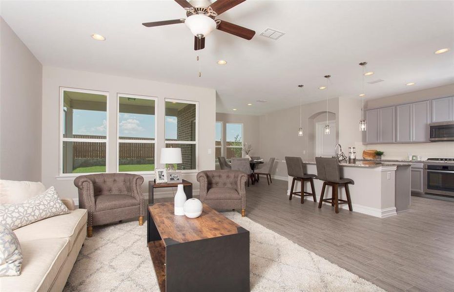 *Model Representation - Gathering room with view of main living areas