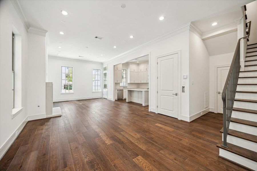 Open layout Living and Dining; Elevator installed.