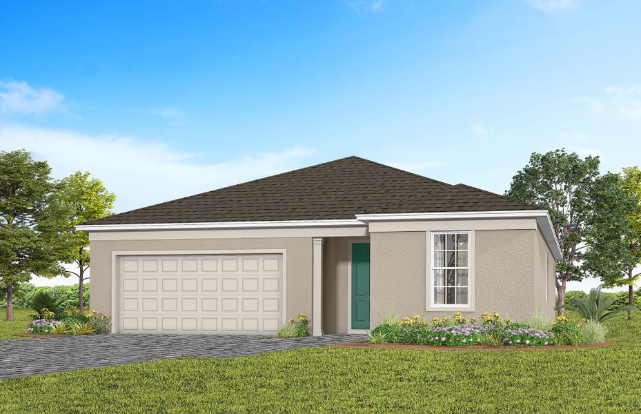 Representative exterior photo of a completed home built from the Prestige by Del Webb in Del Webb Lakehaven, Clermont, FL (Image 15). Representative exterior photo of a completed home built from the Prestige by Del Webb in Del Webb Lakehaven, Clermont, FL (Image 15).