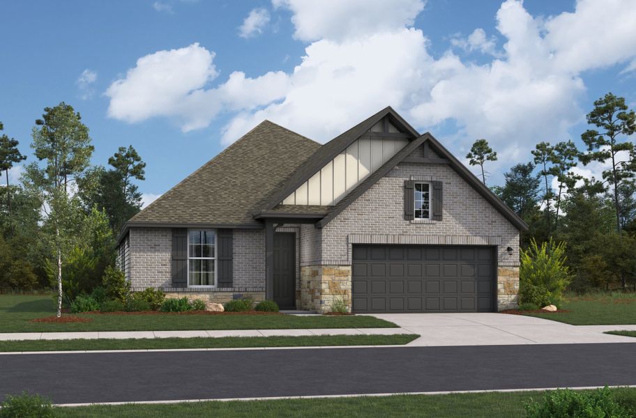 Representative exterior photo of a completed home built from the Crockett by Beazer Homes in Comanche Ridge, San Antonio, TX (Image 12).