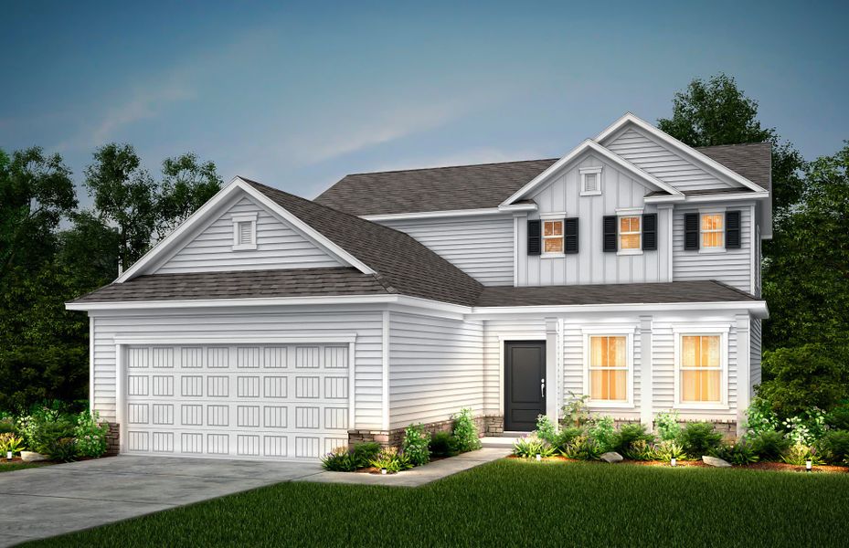 Front exterior of a new home in Forestwood, Longs, SC, highlighting curb appeal (Image 13). Front exterior of a new home in Forestwood, Longs, SC, highlighting curb appeal (Image 13).