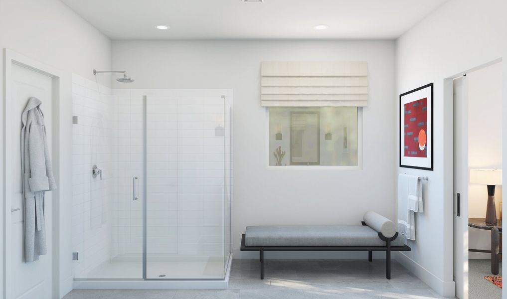 Primary bath with glass shower enclosure Primary bath with glass shower enclosure