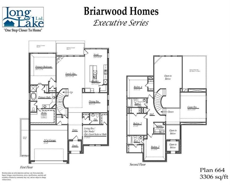 Plan 664 features 5 bedrooms, 4 full baths, and over 3,300 square feet of living space