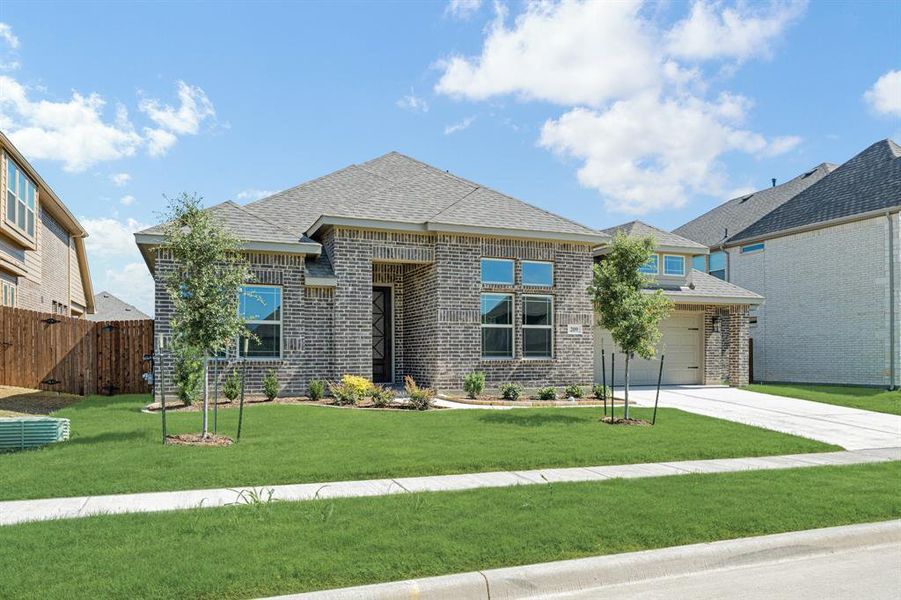 Front exterior of a new home in Hampton Park, Glenn Heights, TX, highlighting curb appeal (Image 2). Front exterior of a new home in Hampton Park, Glenn Heights, TX, highlighting curb appeal (Image 2).