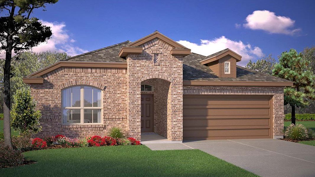 Front exterior of a new home in Legado, Cleburne, TX, highlighting curb appeal (Image 1). Front exterior of a new home in Legado, Cleburne, TX, highlighting curb appeal (Image 1).