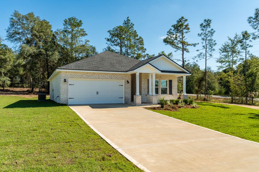 Representative exterior photo of a completed home built from the Maybell I by CJL Homes in Oak Hollow, Crestview, FL (Image 24).