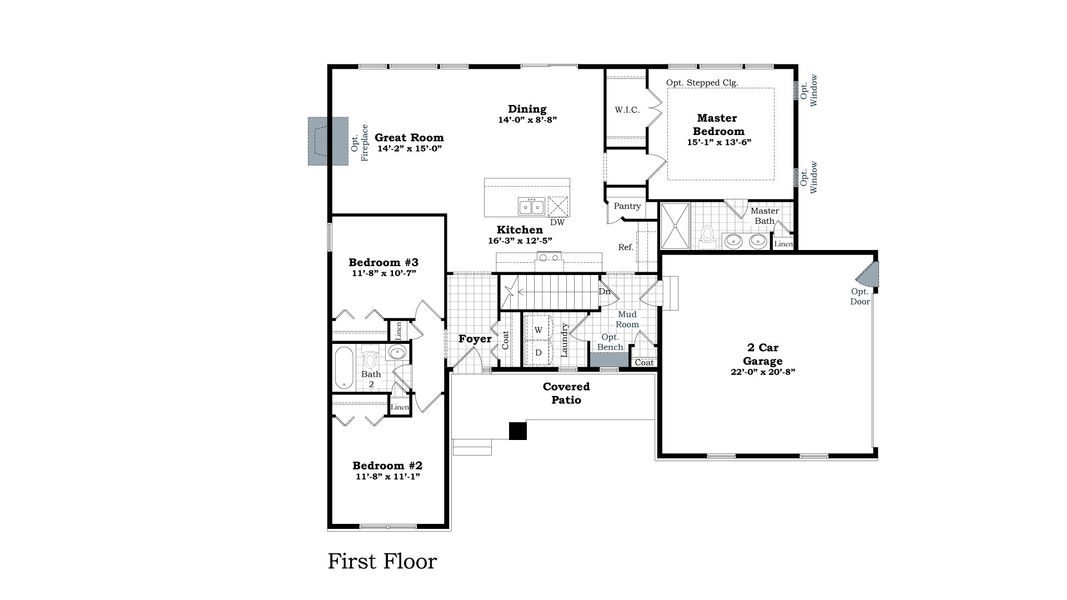 2D floor plan layout for the The Boulder Side Entry by Norfolk Homes in The Grande Estates, Jackson, MI (Image 3).