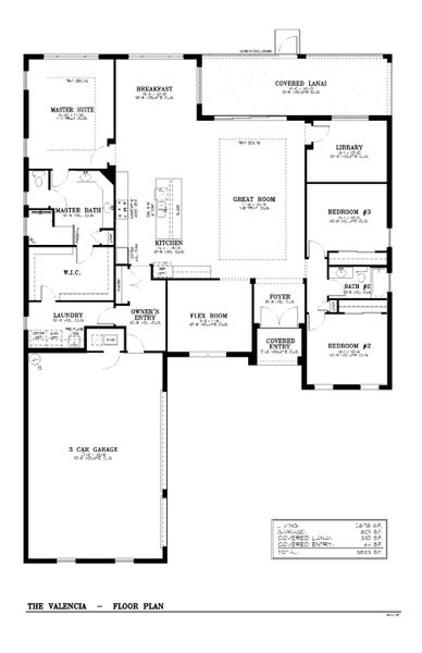 2D floor plan layout for the Valencia by Colen Built Development, LLC in On Top of the World Communities, Ocala, FL (Image 3).