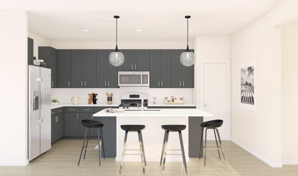 Kitchen with pendant lighting