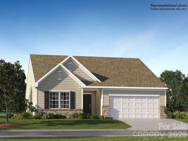 Front exterior of a new home in Bakers Creek, Kannapolis, NC, highlighting curb appeal (Image 1). Front exterior of a new home in Bakers Creek, Kannapolis, NC, highlighting curb appeal (Image 1).