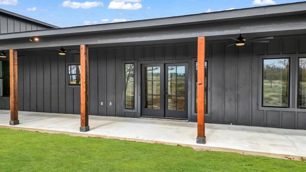 Exterior details and patio area of a home in Parallel Pastures, Poolville (Image 3). Exterior details and patio area of a home in Parallel Pastures, Poolville (Image 3).