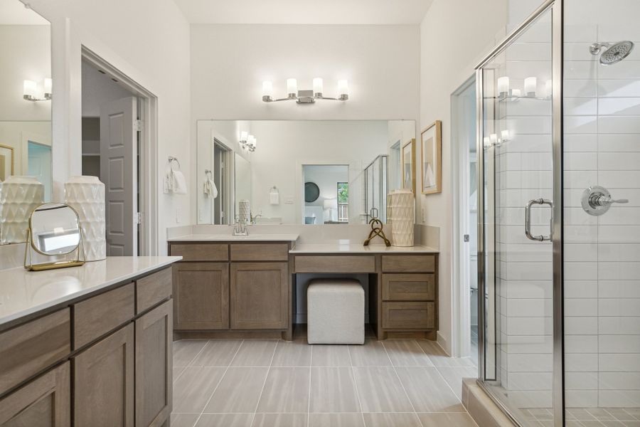 Primary Bathroom in the Gilmour home plan by Trophy Signature Homes – REPRESENTATIVE PHOTO