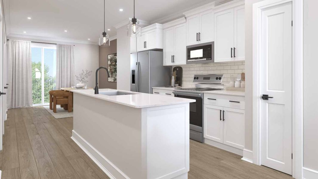 Representative furnished interior of a home built from the Carlton by D.R. Horton in Kingman Townhomes, Charlotte (Image 5).