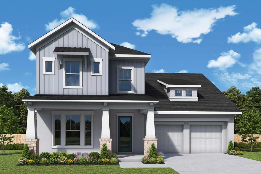 Representative exterior photo of a completed home built from the The Manville by David Weekley Homes in Laureate Park at Lake Nona - Park Series, Orlando, FL (Image 2). Representative exterior photo of a completed home built from the The Manville by David Weekley Homes in Laureate Park at Lake Nona - Park Series, Orlando, FL (Image 2).