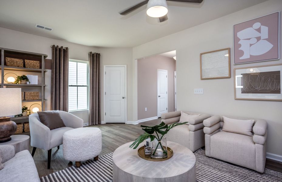 Furnished interior view inside a new home in Exchange at 401, Raleigh (Image 17).
