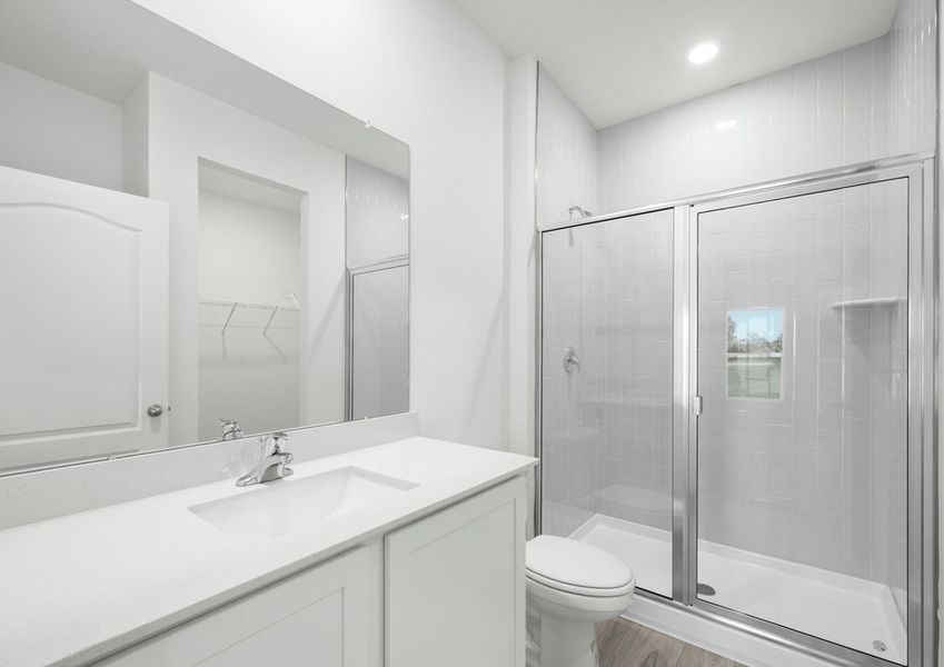 The master bathroom boasts this stunning walk-in shower The master bathroom boasts this stunning walk-in shower